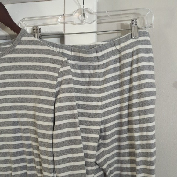 Target Women's Small Gray & White Striped Cotton Pajama Set 2 Piece pockets - Picture 6 of 9